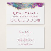 明るい赤紫色アクアマリンopalデザインロイヤリティカード (正面&裏面)