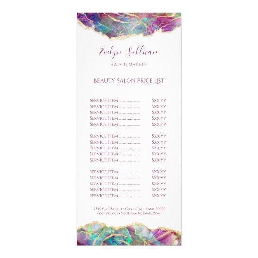 明るい赤紫色アクアマリンopalデザイン価格表 ラックカード (正面)