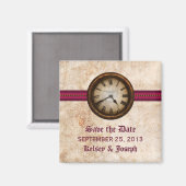 明るい赤紫色アンティーククロック日付磁石を保存 マグネット (正面/裏面)