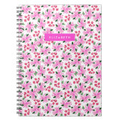 明るい赤紫色ウォーターフローラガーデンパーソナライズされた ノートブック (正面)