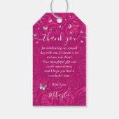 明るい赤紫色エレガントとシルバークラウンサンキュー ギフトタグ (裏面)