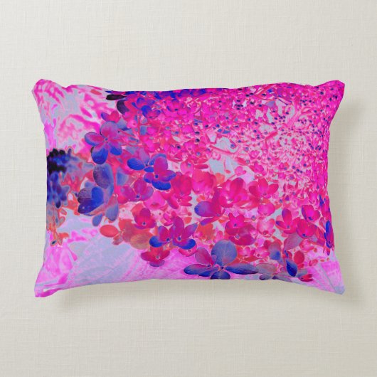 明るい赤紫色エレガントとダークブルーライムライトアジサイ アクセントクッション (正面)