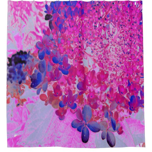 明るい赤紫色エレガントとダークブルーライムライトアジサイ シャワーカーテン (正面)