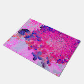 明るい赤紫色エレガントとダークブルーライムライトアジサイ ドアマット (アングル)