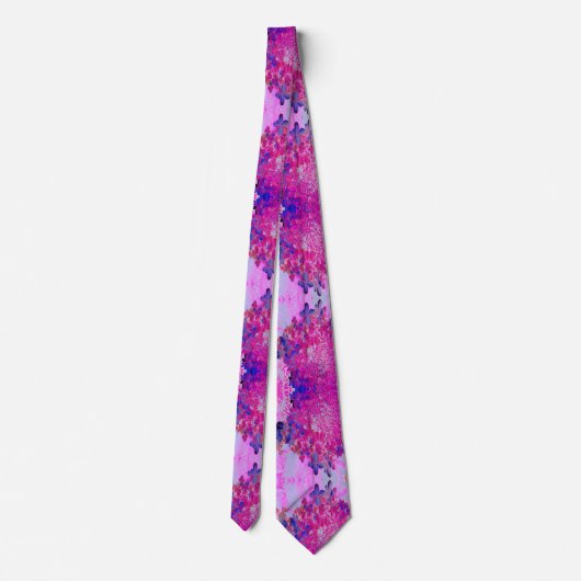 明るい赤紫色エレガントとダークブルーライムライトアジサイ ネクタイ (裏面)
