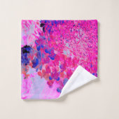 明るい赤紫色エレガントとダークブルーライムライトアジサイ バスタオルセット (ウォッシュタオル)