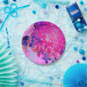 明るい赤紫色エレガントとダークブルーライムライトアジサイ ペーパープレート (パーティー)