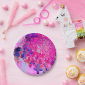 明るい赤紫色エレガントとダークブルーライムライトアジサイ ペーパープレート (パーティー)