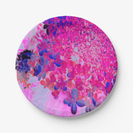 明るい赤紫色エレガントとダークブルーライムライトアジサイ ペーパープレート