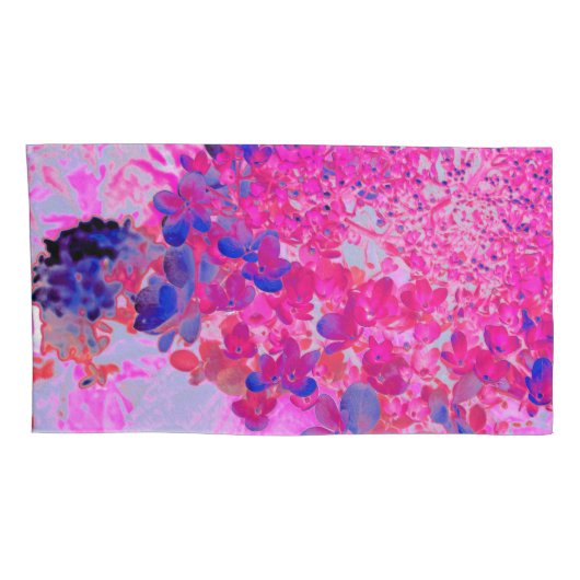 明るい赤紫色エレガントとダークブルーライムライトアジサイ 枕カバー (裏面-右)