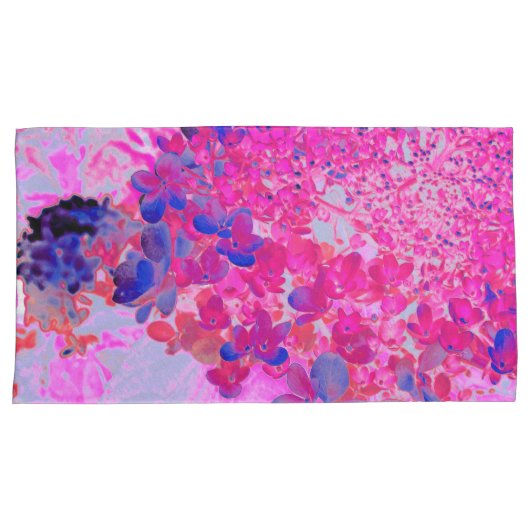 明るい赤紫色エレガントとダークブルーライムライトアジサイ 枕カバー (正面右)