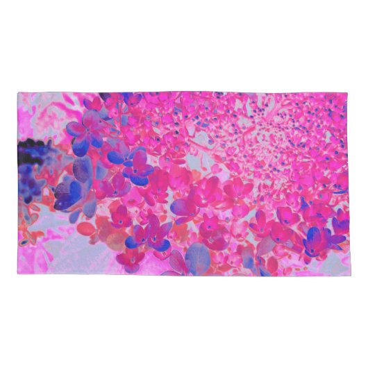 明るい赤紫色エレガントとダークブルーライムライトアジサイ 枕カバー (裏面-左)