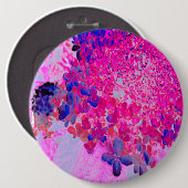 明るい赤紫色エレガントとダークブルーライムライトアジサイ 缶バッジ (正面&裏面)