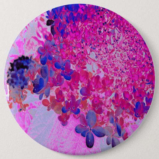 明るい赤紫色エレガントとダークブルーライムライトアジサイ 缶バッジ (正面)