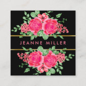 明るい赤紫色エレガントピンクローズフラワーウェディングプランナー スクエア名刺 (正面)