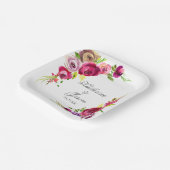 明るい赤紫色エレガントピンクローズロマンチック庭園の結婚式 ペーパープレート (傾斜あり)