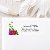 明るい赤紫色エレガントピンク&レッドローズフラワー ラベル (インサイチュ)