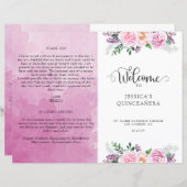 明るい赤紫色エレガントフローラキンセアニラ歓迎プログラム (正面/裏面)