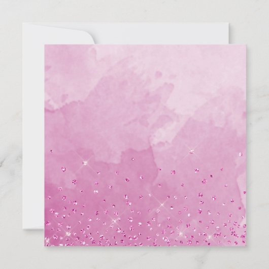 明るい赤紫色エレガントフローラ、水彩キンチェニェラ 招待状 (裏面)