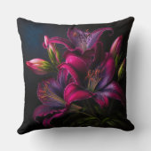 明るい赤紫色エレガントレッドブルゴーニュ百合花 クッション (裏面)