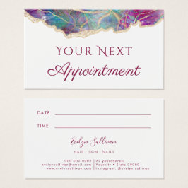 明るい赤紫色オパールデザインアポイントメントカード