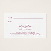 明るい赤紫色オパールデザインアポイントメントカード (裏面)