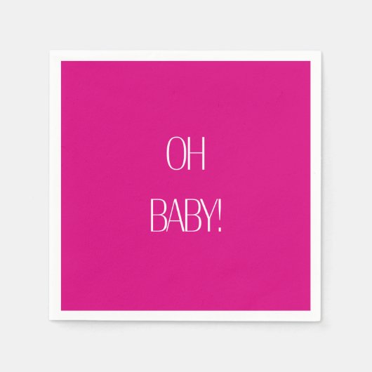 明るい赤紫色オベビーベイビーシャワーペーパーナプキン スタンダードカクテルナプキン (正面)