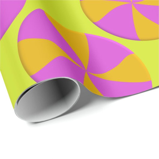 明るい赤紫色カラフルオレンジペパーミントスワールクリスマス ラッピングペーパー (ロールコーナー)