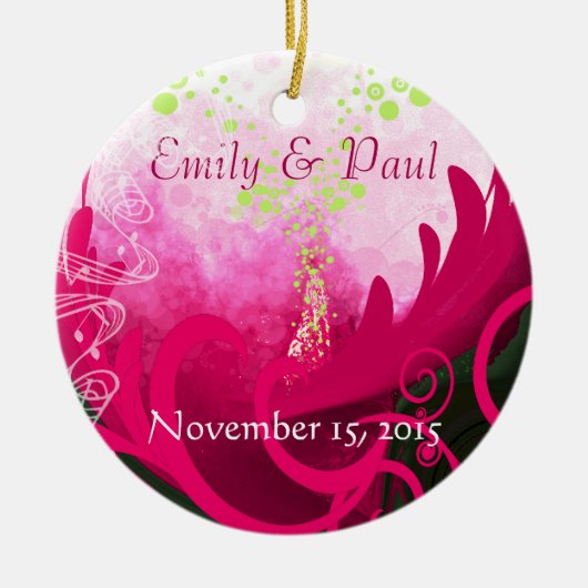 明るい赤紫色カラリリクリスマスオーナメント セラミックオーナメント (正面)