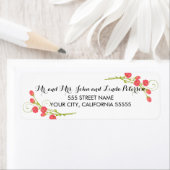 明るい赤紫色ガーデンバラ-差出人住所ラベル ラベル (インサイチュ)