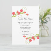 明るい赤紫色ガーデンバラ-結婚式招待状 招待状 (スタンド正面)