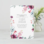 明るい赤紫色ガーデンフローラ結婚式招待状 招待状 (スタンド正面)