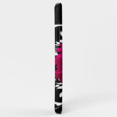 明るい赤紫色ガーベラデイジーと白黒スワール Case-Mate iPhoneケース (裏面/右)