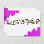 明るい赤紫色ガーベラデイジーウェディングRSVP 出欠カード (正面/裏面)