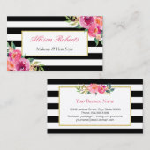 明るい赤紫色ガーリーフローラメイクアップアーティスト美しいサロン 名刺 (正面/裏面)