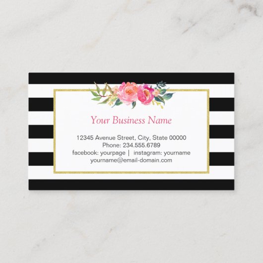 明るい赤紫色ガーリーフローラメイクアップアーティスト美しいサロン 名刺 (裏面)