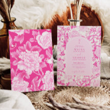 明るい赤紫色クラシックフローラChinoiserie庭園の結婚式