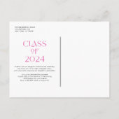 明るい赤紫色クラス2024ミニマモダンリスト卒業 案内ポストカード