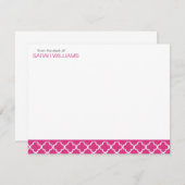 明るい赤紫色クローバーパターンサンキューノート 招待状 (正面/裏面)