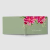 明るい赤紫色グリーンウォーター色フローラ結婚ズ ゲストブック (全面)