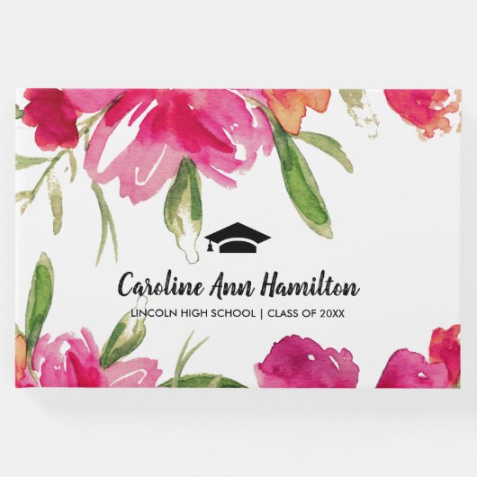 明るい赤紫色グリーンフローラ卒業 ゲストブック (正面)