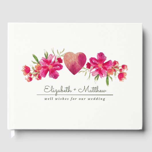 明るい赤紫色グリーンフローラ水結婚色 ゲストブック (正面)