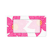 明るい赤紫色コーラルグレーフラワーズ住所 シール (正面)