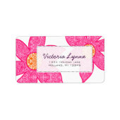 明るい赤紫色コーラルフラワーズグレードット住所 シール (正面)