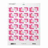 明るい赤紫色コーラルフラワーズグレードット住所 シール (フルシート)