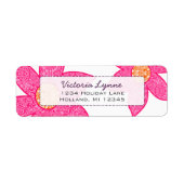 明るい赤紫色コーラルフラワーズパープルドット住所 シール (正面)