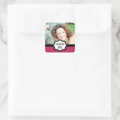 明るい赤紫色シンプルシック卒業ステッカー スクエアシール (バッグ)