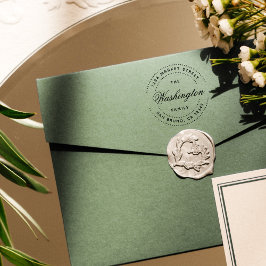 明るい赤紫色スクリプトファミリ名 |ラウンド差出人住所 セルフインキングスタンプ