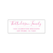 明るい赤紫色スクリプト |かわいい書道差出人住所 セルフインキングスタンプ (デザイン)