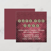 明るい赤紫色スチームパンク鍵日付の保存招待状 招待状 (正面/裏面)